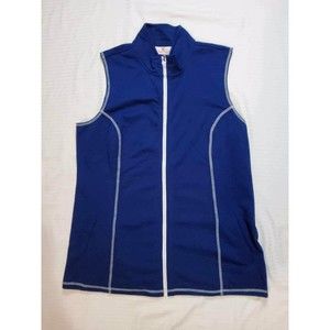 Quacker Factory Blue Vest Full Zipper Rhinestone Womens Size M